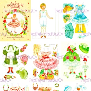Bonecas de papel quebra-nozes de Natal vintage Sugarplum Dreams PDF para impressão Download digital instantâneo Linda garota balé Clip Art de férias