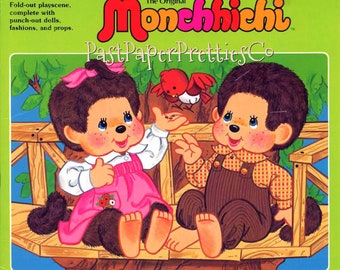 Vintage Monchhichi Paper Dolls Playset 1983 Printable PDF Instant Digital Download Retro 80s Childhood Toy Monkeys Clip Art
