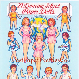 Vintage 27 Dancing School Paper Dolls c. 1938 PDF Printable Instant Digital Download Cute Adorable Kitsch Tiny Dancer Kids Clip Art