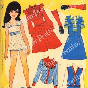 Vintage Druckbare Papierpuppen Retro Achtziger Mode Mädchen Collage Sheets 1980er Jahre Moden Cut Out Dolls PDF Instant Digital Download 20 Seiten