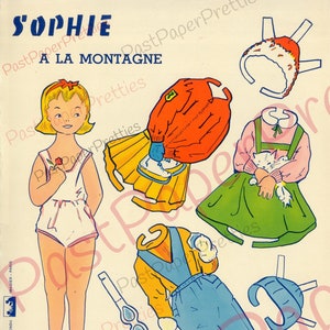 Bonecas de papel vintage para impressão 4 lindas garotas francesas e folhas de colagem de roupas Bonecas recortadas 1940 PDF Download digital instantâneo