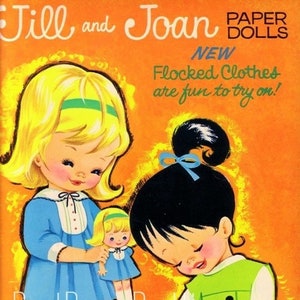 Festa de jardim de bonecas de papel vintage The Petticoat Girls 1957 PDF para impressão Download digital instantâneo 4 Pretty Girl Friends Clip Art