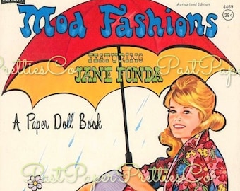Vintage Paper Dolls Mod Fashions c. 1966 Printable PDF Instant Digital Download Sixties Fashion Model and Groovy Mod Clothing Clip Art