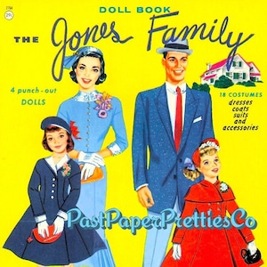Bonecas de papel vintage The Jones Family 1961 PDF para impressão Download digital instantâneo Suburban Mid Century Sixties Family Clip Art