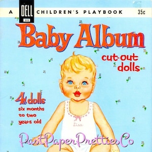 Álbum de bebê de bonecas de papel vintage 1961 Bebês fofos Brinquedos para crianças Roupas PDF para impressão Download digital instantâneo Clipart infantil retrô