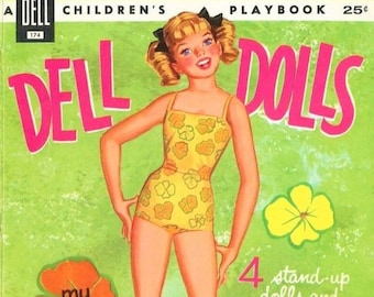 Muñecas vintage de papel Dell, imprimibles en PDF, descarga digital instantánea, 4 lindas amigas y vestuario de los años sesenta (imágenes prediseñadas)