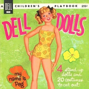 Bonecas Dell de papel vintage para impressão em PDF Download digital instantâneo 4 lindas amigas e clipart de guarda-roupa dos anos 60