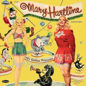 Vintage Paper Dolls Mary Hartline 1953 pdf-afdrukbare instant digitale download TV-ster actrice Radio Starlet Doll-illustraties