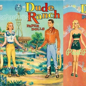Bambole di carta vintage Dude Ranch c. 1950 PDF stampabile Download digitale istantaneo Bambole carine Western Ladies Man Cowboy e Cowgirl