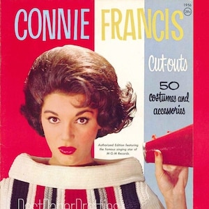 Vintage Paper Dolls Connie Francis 1963 Printable PDF Instant Digital Download Famous American Pop Singer Clipart