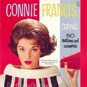 Bonecas de papel vintage Connie Francis 1963 PDF para impressão Download digital instantâneo Famosa cantora pop americana Clipart