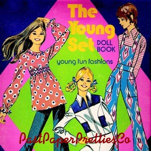 Vintage Papierpuppen The Young Set c. 1973 druckbare PDF Sofortiger digitaler Download 3 Groovy Teen Hippie Mod Moden Puppen Clip Art