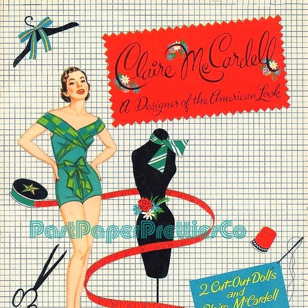 Vintage Paper Dolls Claire McCardell American Fashion Designer c. 1956 PDF Printable Instant Digital Download Fashion Show Wardrobe Clipart