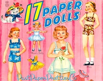 Vintage 17 Paper Dolls 1952 Printable PDF Instant Digital Download Lots of Adorable Cute Little Girl Dolls and Clothing Clip Art