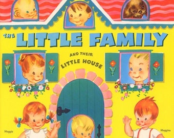 Vintage Paper Dolls The Little Family and Their Little House c. 1949 Printable Instant Digital Download Kitschy Cute People Playset