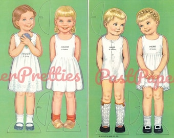 Vintage Paper Dolls Foreign Dolls 1957 Printable PDF Instant Digital Download 8 Kitsch Cute International Boys & Girls Clip Art