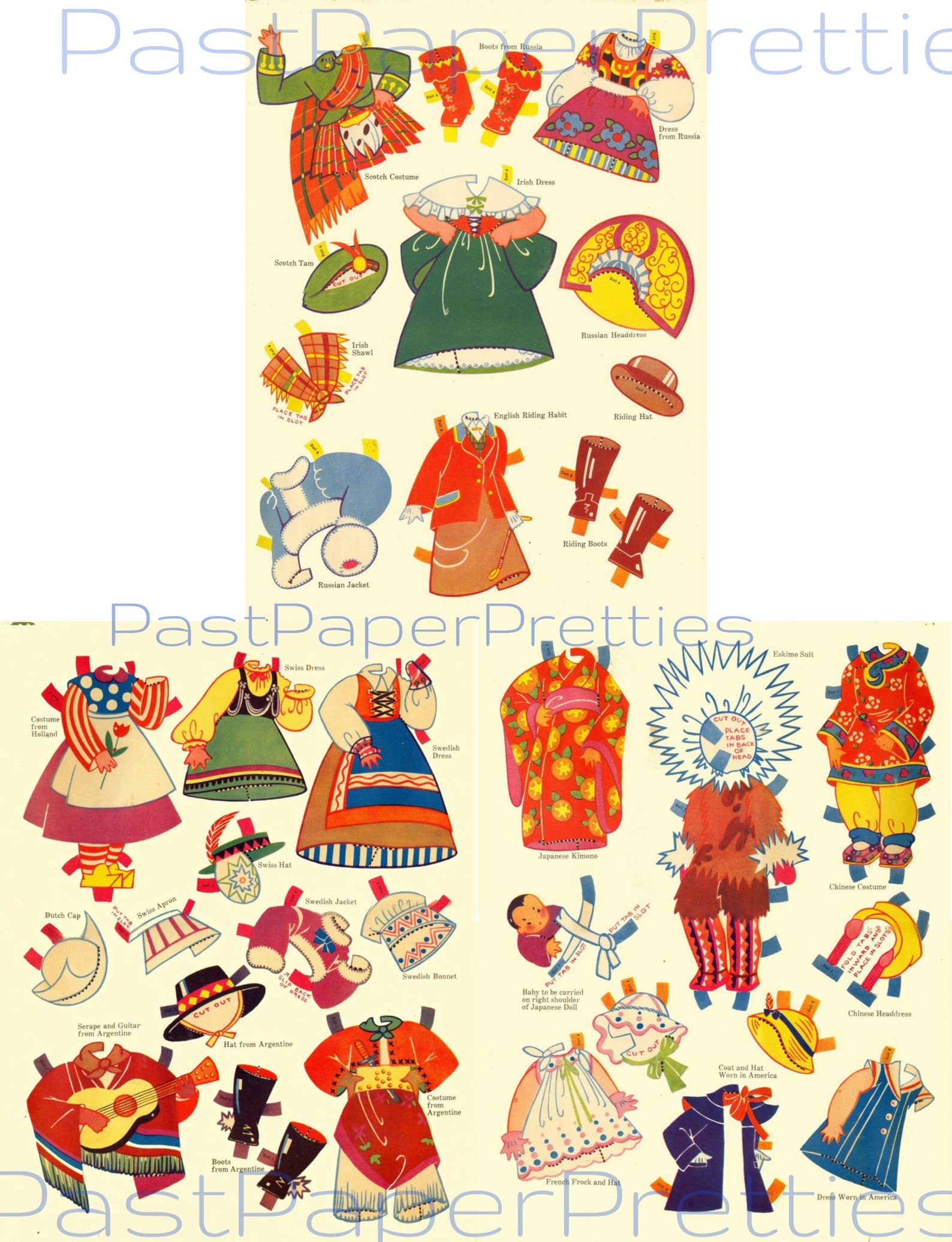 Vintage Paper Dolls Around the World Antique 1935 Printable ...