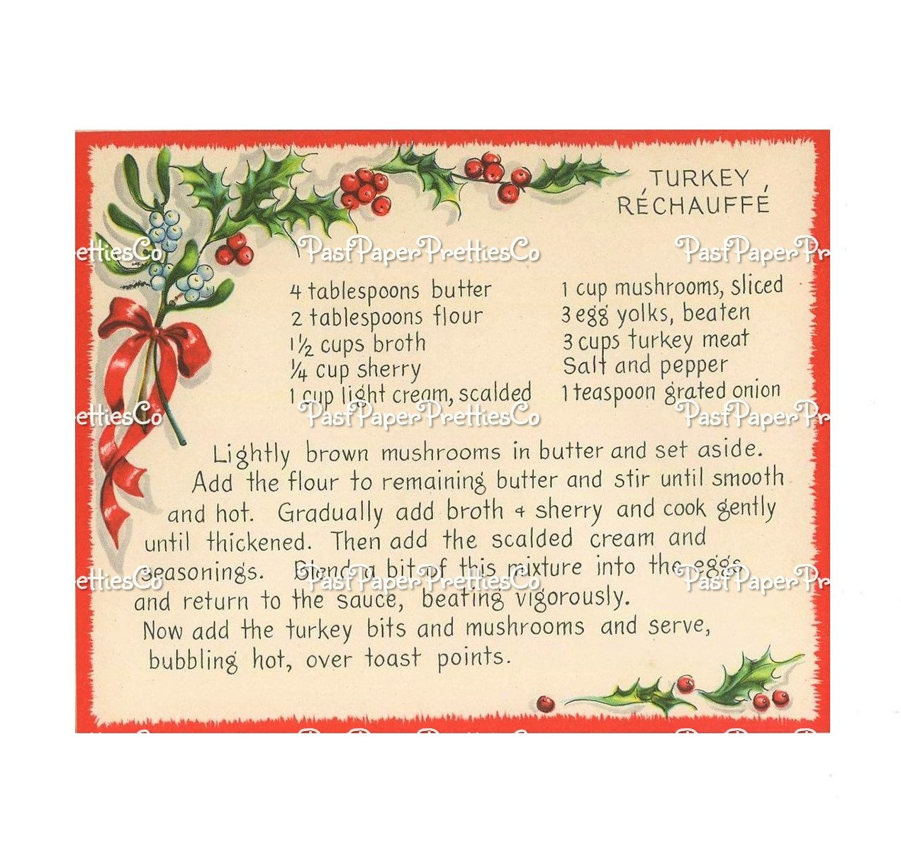 vintage printable christmas recipe cards mid century holiday