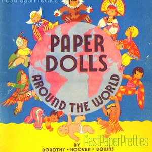 Vintage papieren poppen over de hele wereld antiek 1935 afdrukbare internationale kinderen Instant digitale download 21 klederdrachten jpeg-pdf