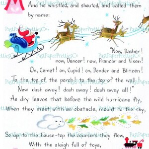 Vintage Printable the Night Before Christmas Picture Story Book Card