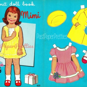 Vintage Paper Dolls Mimi Cutout Doll Book c. 1967 Printable PDF Instant Digital Download Cute Kitsch Little Sixties Girl Clip Art