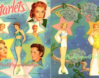 Vintage Movie Star Paper Dolls Starlets c. 1951 Printable PDF Instant Digital Download Sally Forrest Monica Lewis Debbie Reynolds Clip Art