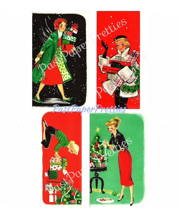 Biglietti Di Natale Vintage Main Street, Confezione Da 8 Con Buste, Illustrazione Festiva, 10,2x23,5 Cm
