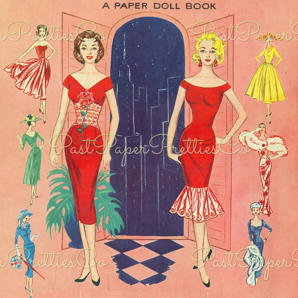Vintage Paper Dolls Fashions for the Modern Miss c. 1962 PDF Printable Instant Digital Download 2 Pretty Models Sixties Fashions Clip Art
