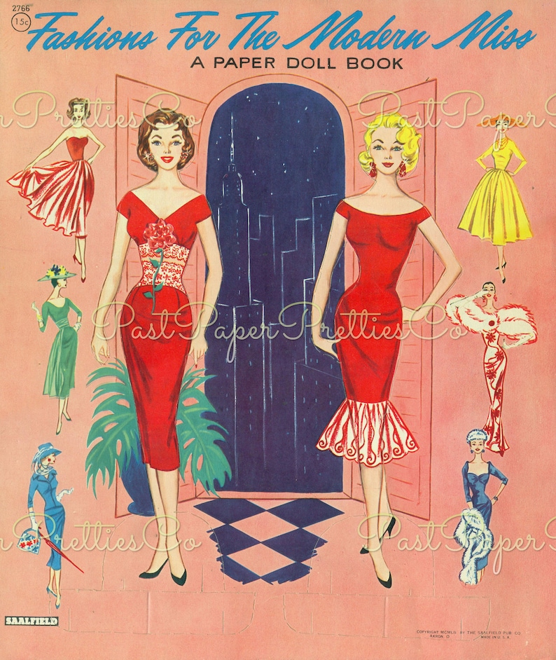 Vintage Paper Dolls Fashions for the Modern Miss C. 1962 PDF Etsy