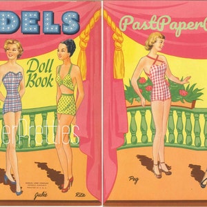 Modelos de bonecas de papel vintage Livro de bonecas c. 1940 PDF para impressão Download digital instantâneo 5 modelos bonitos e clipart de guarda-roupa