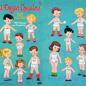 Vintage Paper Dolls A Dozen Cousins 12 Cute Stand up Dolls Circa 1960 ...