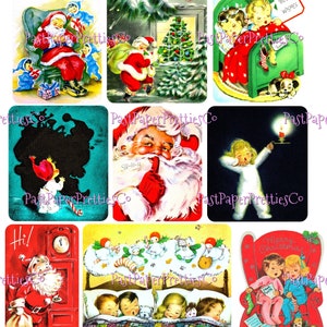 36 Vintage The Night Before Christmas Shhh slaperige kinderen kerstman collagevellen en volledige kaartafbeeldingen afdrukbare pdf direct digitaal downloaden