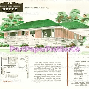 Vintage MCM House Plans Retro Mid Century Mod Homes Printable Book ...