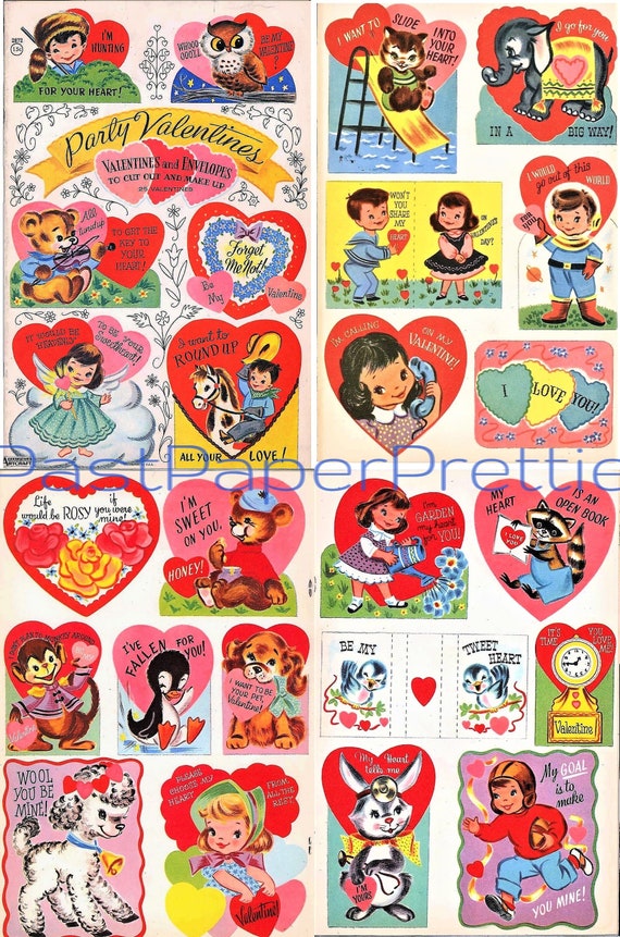 25 Vintage Printable 1950s Valentines Day Cards Cute Kitsch Boys