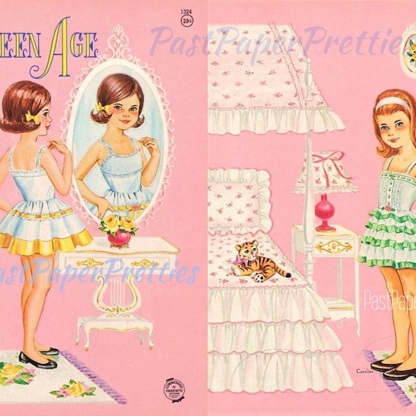 Vintage Tween Age Paper Dolls Bonnie Bows c. 1953 Printable PDF Instant Digital Download Pretty Preteen Tweens Girl Friends Clip Art