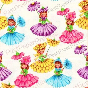 Vintage druckbare Geschenk Verpackung Kitsch Sonnenschirm Blume Mädchen Bild Sofortiger digitaler Download ziemlich Blütenblatt Blüte Damen Kawaii Geschenkpapier
