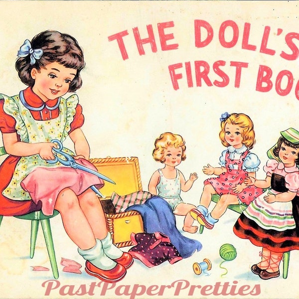 Vintage Paper Dolls The Dolls First Book c. 1950s Made in Italy PDF Printable Instant Digital Download Cute Italian Dolls Fashions Clip Art