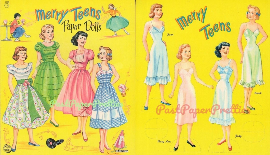 Vintage Paper Dolls Merry Teens C. 1950s Printable PDF Instant Digital  Download 4 Pretty Teenager Girls Friends Dolls Clip Art - Etsy