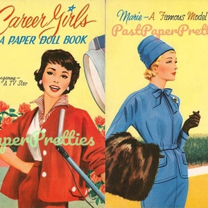 Bonecas de papel vintage Garotas de carreira c. 1950 PDF para impressão Download digital instantâneo 2 Lindas mulheres de carreira Garotas trabalhadoras Clip Art