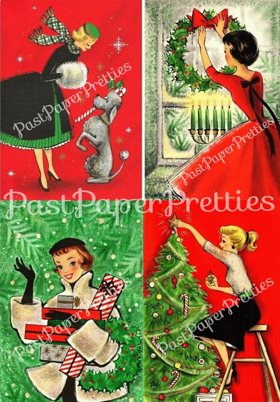 Biglietti Di Natale Vintage Main Street – Confezione Da 8 Cartoline Con Buste Rosse, Illustrazione Retrò Di Negozi - 2