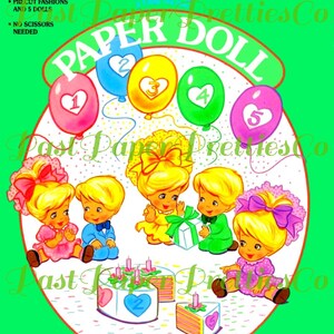 Bonecas de papel vintage Quints 5 vezes a diversão PDF para impressão Download digital instantâneo Boneca de brinquedo retrô para irmãos e irmãs