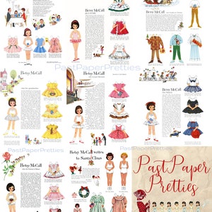 8 ensembles de poupées en papier vintage Betsy McCall Visits and Goes To Collage Sheets v. Années 1950-1960 PDF imprimable numérique Téléchargement numérique instantané