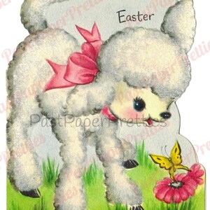 36 bilder på vintage påskkort, söta lammcollageark och enskilda kort, ALLA lamm, PDF, direkt digital nedladdning, kitschig påskdjurs-clipart bild 6