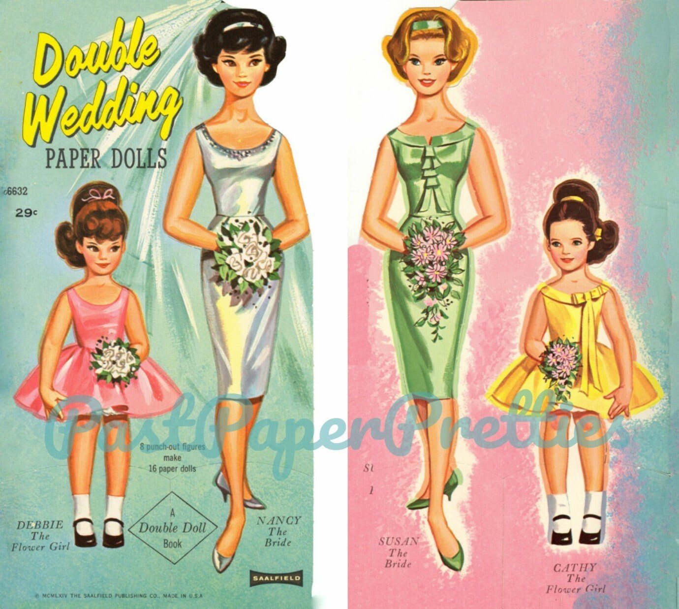 Vintage Paper Dolls Double Wedding C. 1964 Printable Instant Etsy Canada