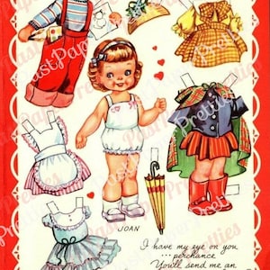 Vintage Printable Valentines Day Cute Cut Out Paper Dolls Book 1957 Lauren Joan Ward Terry PDF Download digital instantâneo para meninas e meninos