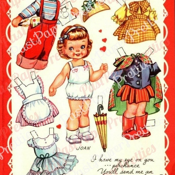 Vintage Printable Valentines Day Cute Cut Out Paper Dolls Book 1957 Lauren Joan Ward Terry PDF Instant Digital Download Girls Boys