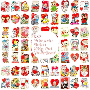 Cartões de Dia dos Namorados Vintage com Gatinhos - TODOS OS GATOS - Tantas Imagens Adoráveis ​​- PDF para Imprimir - Download Digital Instantâneo - Clipart de Gatinhos Kitsch e Kawaii