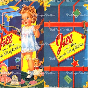 Vintage Paper Dolls Jill et son coffre plein de vêtements v. 1944 Adorable petite fille PDF imprimable Téléchargement numérique mignon clipart mignon