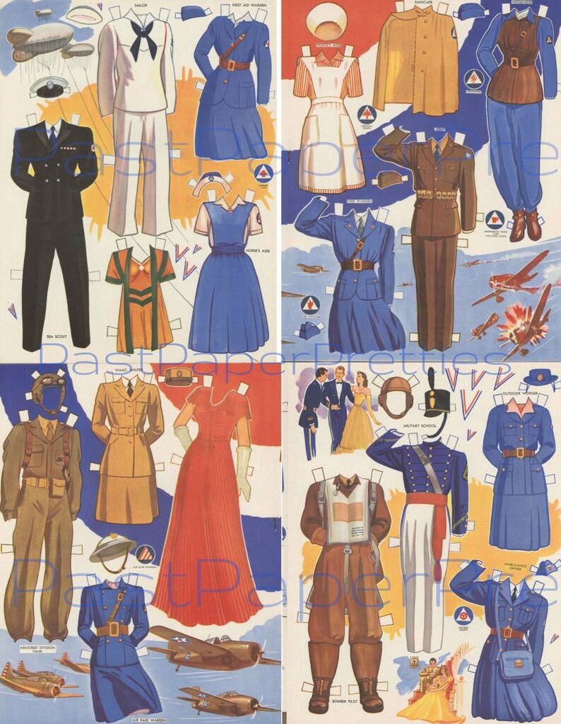 Vintage Victory Paper Dolls WWII Soldiers Sailors Red Cross Etsy