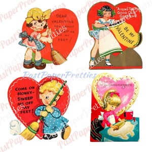 Vintage Retro Little Homemaker Themed Valentine Cards Cooking Cleaning Washing Collage Sheets Printable PDF Instant Digital Download image 4